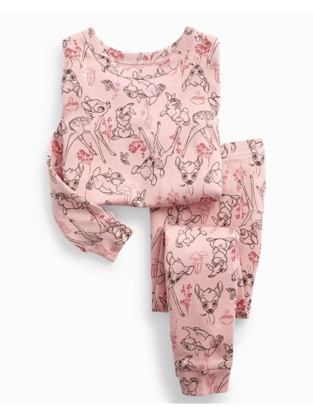 Baby Gap Disney Organic Cotton Bambi PJ 2 Piece Set Pink Toddler Girl Cute 4 4T